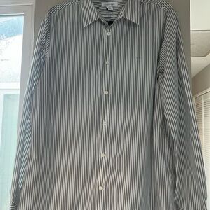 Calvin Klein Men's Pinstripe Dress Shirt - Black and White